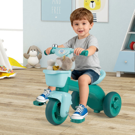 Toddler Tricycle with Limited Steering with Front Baskets and Bell-Pink