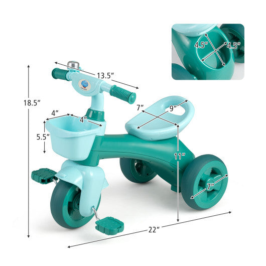 Toddler Tricycle with Limited Steering with Front Baskets and Bell-Pink