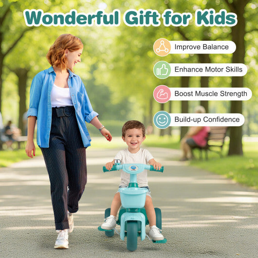 Toddler Tricycle with Limited Steering with Front Baskets and Bell-Pink