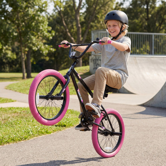 20" Trick Bicycle with 360 Degree Steering and Adjustable Seat for Kids and Teens-Pink - Color: Pink - Size: 20 inches