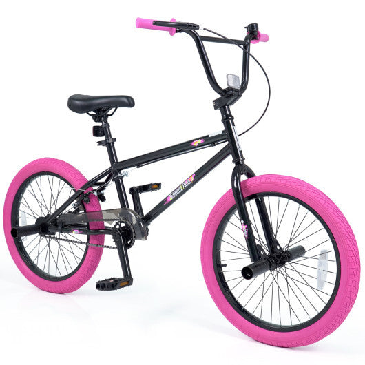 20" Trick Bicycle with 360 Degree Steering and Adjustable Seat for Kids and Teens-Pink - Color: Pink - Size: 20 inches
