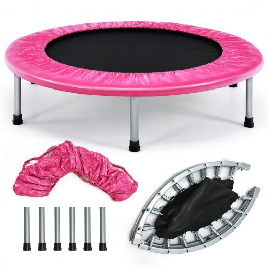 38 Inch Mini Folding Trampoline Portable Leisure Fitness Backboard-Blue