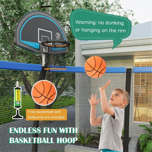 8 Feet Recreational Trampoline with Basketball Hoop and Net Ladder