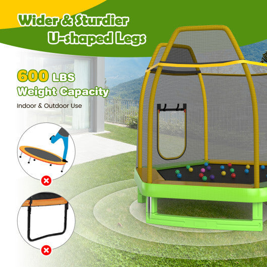 7 Feet Trampoline with Ladder and Slide for Indoor and Outdoor-Blue