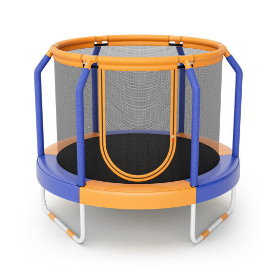 Mini Trampoline with Enclosure and Heavy-duty Metal Frame-Yellow