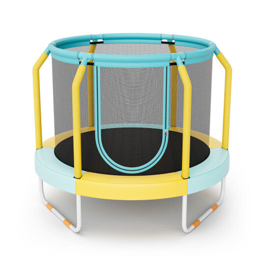 Mini Trampoline with Enclosure and Heavy-duty Metal Frame-Yellow