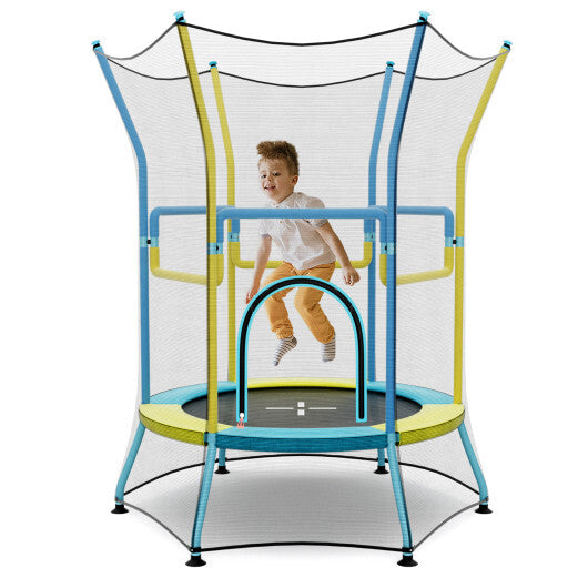 Mini Trampoline for Kids with Safety Enclosure Net and Foam Handles-Orange