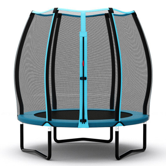 55 Inch Trampoline for Kids Toddler Mini Trampoline with Safety Enclosure Net-Blue