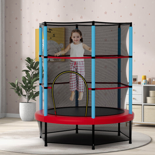 55 Inch Mini Trampoline for Kids with Safety Enclosure Net for Indoor Outdoor