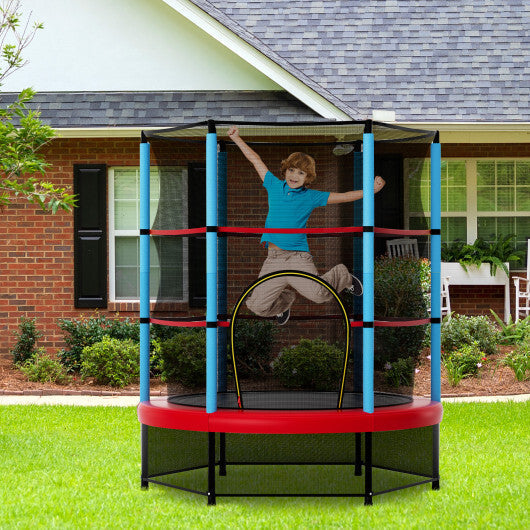 55 Inch Mini Trampoline for Kids with Safety Enclosure Net for Indoor Outdoor