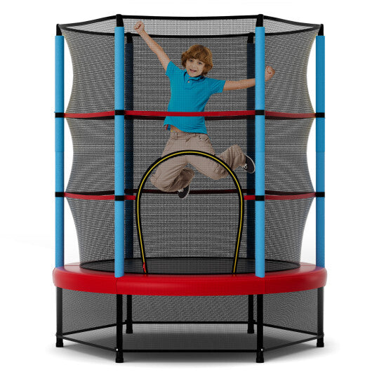 55 Inch Mini Trampoline for Kids with Safety Enclosure Net for Indoor Outdoor