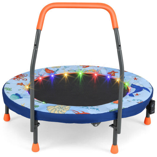 Mini Trampoline Folding Small Rebounder for Kids with Lights-Purple