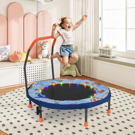 Mini Trampoline Folding Small Rebounder for Kids with Lights-Purple