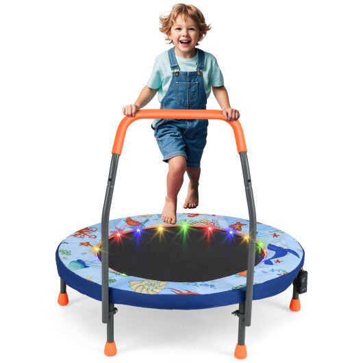 Mini Trampoline Folding Small Rebounder for Kids with Lights-Purple