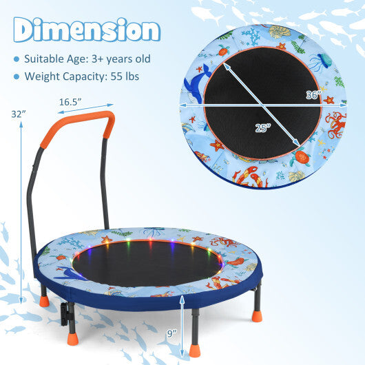 Mini Trampoline Folding Small Rebounder for Kids with Lights-Purple