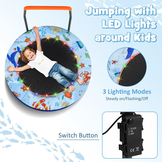 Mini Trampoline Folding Small Rebounder for Kids with Lights-Purple