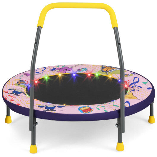 Mini Trampoline Folding Small Rebounder for Kids with Lights-Purple