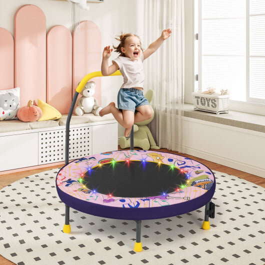 Mini Trampoline Folding Small Rebounder for Kids with Lights-Purple