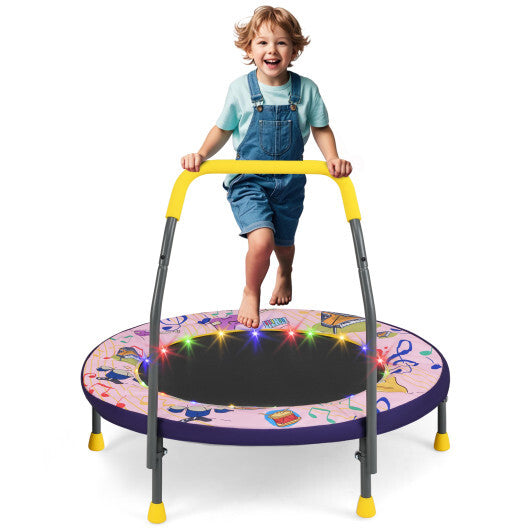 Mini Trampoline Folding Small Rebounder for Kids with Lights-Purple