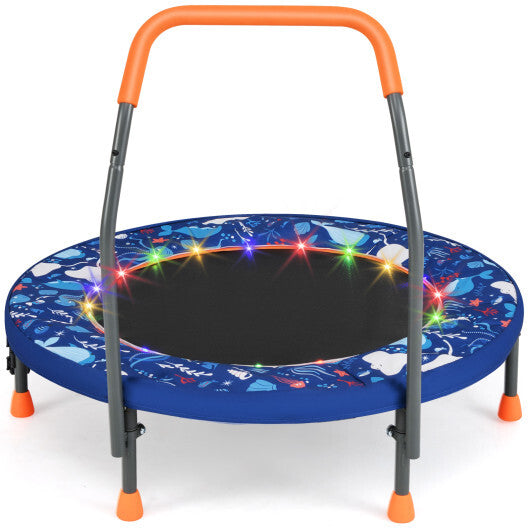 Mini Trampoline Folding Small Rebounder for Kids with Lights-Purple