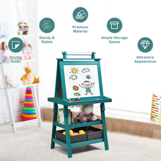 3 in 1 Double-Sided Storage Art Easel-Brown