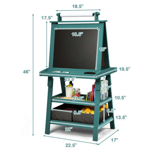 3 in 1 Double-Sided Storage Art Easel-Brown