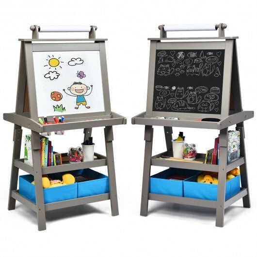 3 in 1 Double-Sided Storage Art Easel-Brown
