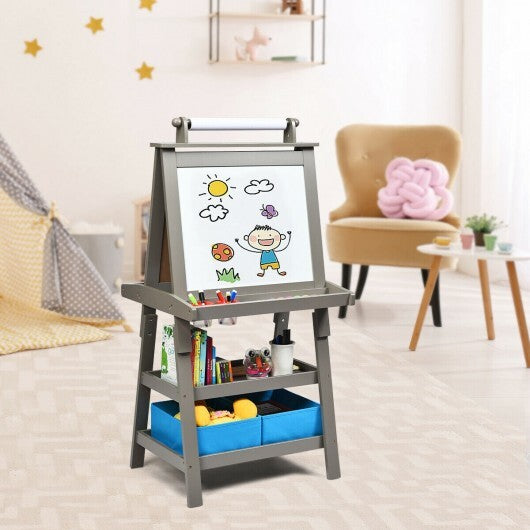 3 in 1 Double-Sided Storage Art Easel-Brown