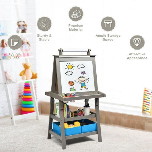 3 in 1 Double-Sided Storage Art Easel-Brown