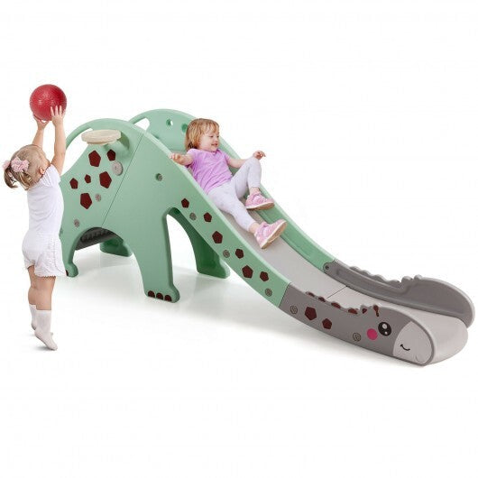 3-in-1 Kids Climber Slide Play Set with Basketball Hoop-Yellow