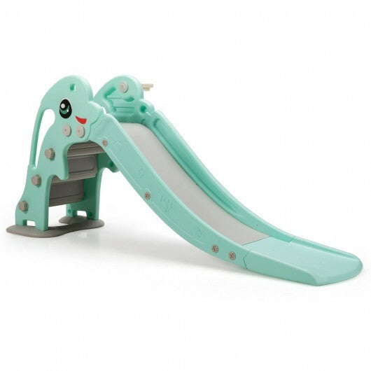 3-in-1 Kids Climber Slide Play Set  with Basketball Hoop and Ball-Green