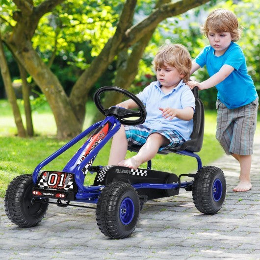 4 Wheel Pedal Powered Ride On Car with Adjustable Seat-Pink