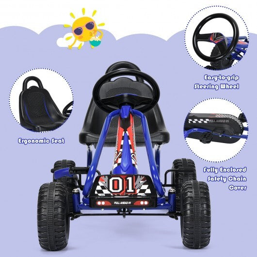 4 Wheel Pedal Powered Ride On Car with Adjustable Seat-Pink