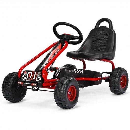 4 Wheel Pedal Powered Ride On Car with Adjustable Seat-Pink