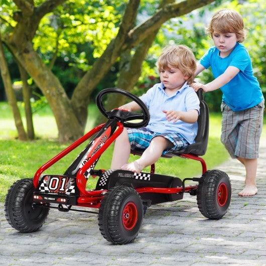 4 Wheel Pedal Powered Ride On Car with Adjustable Seat-Pink