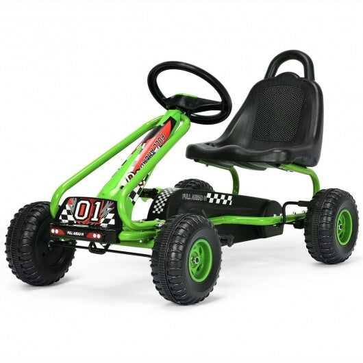 4 Wheel Pedal Powered Ride On Car with Adjustable Seat-Pink