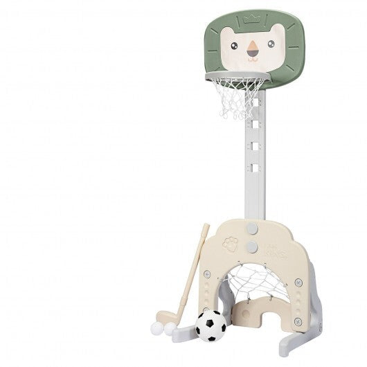 3-in-1 Adjustable Kids Basketball Hoop Sports Set-Yellow