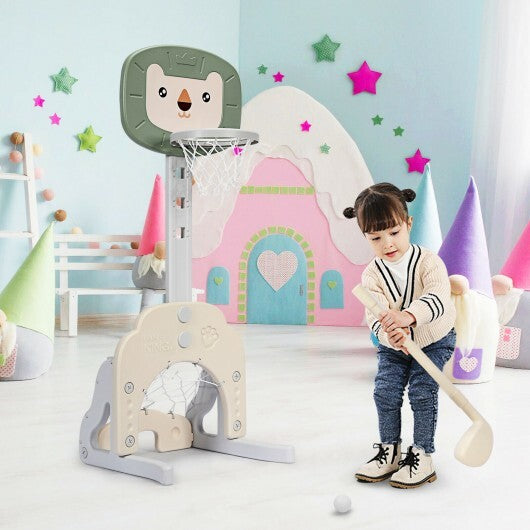 3-in-1 Adjustable Kids Basketball Hoop Sports Set-Yellow