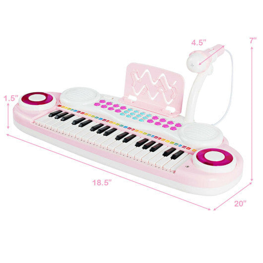 Multifunctional 37 Electric Keyboard Piano with Microphone-Blue