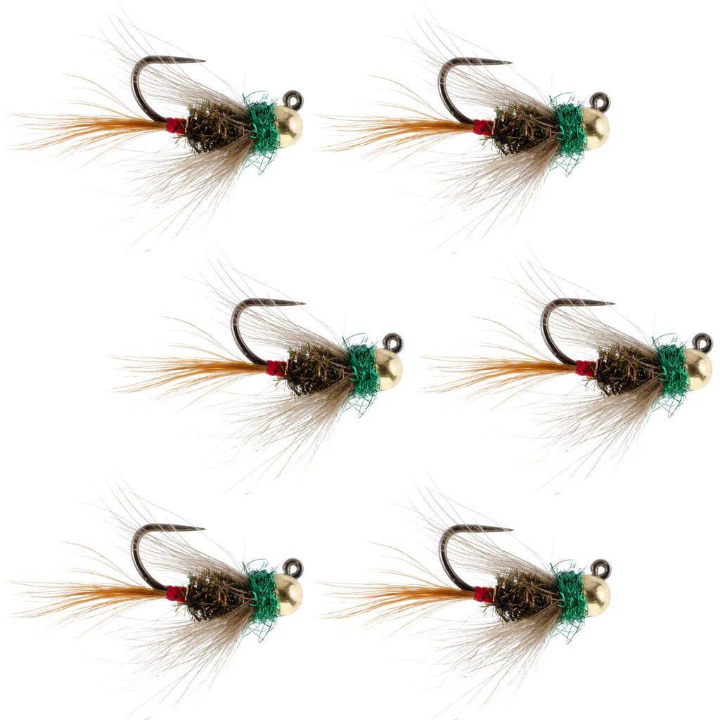 Tungsten Bead Tactical CDC Frenchie Czech Nymph Euro Nymphing Fly - 6 Flies Size 12