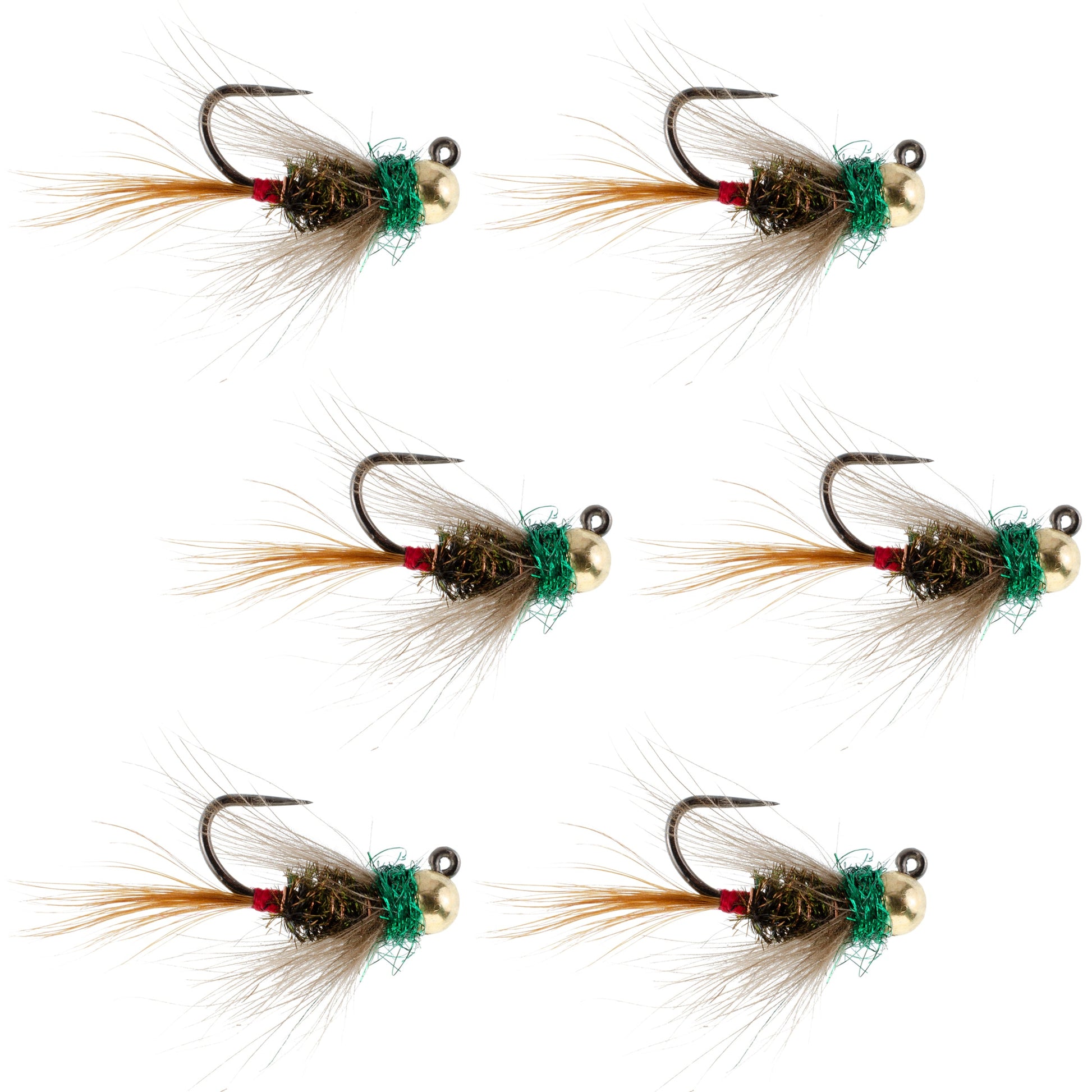 Tungsten Bead Tactical CDC Frenchie Czech Nymph Euro Nymphing Fly - 6 Flies Size 12