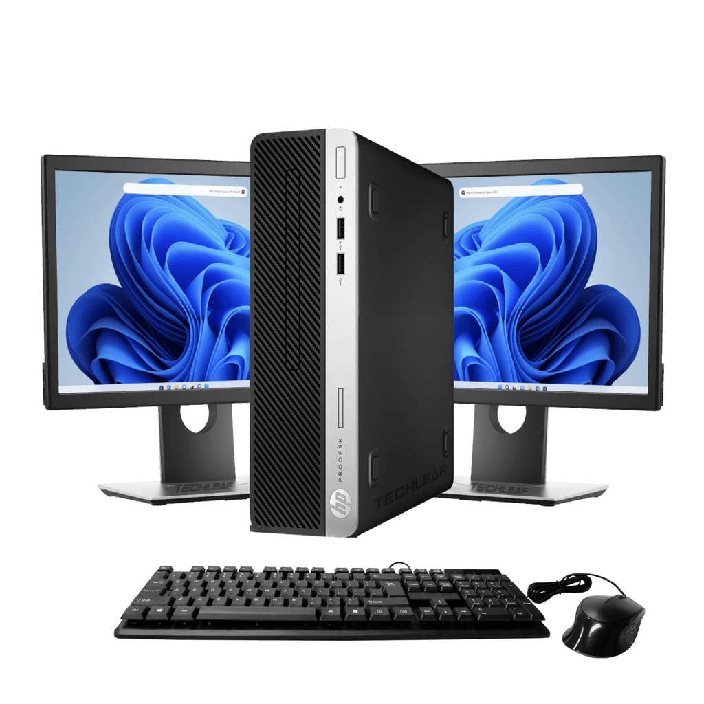 HP ProDesk 400 G4 – 4.00 GHz  – Black with Dual 24 Inch LCD and Keyboard & Mouse