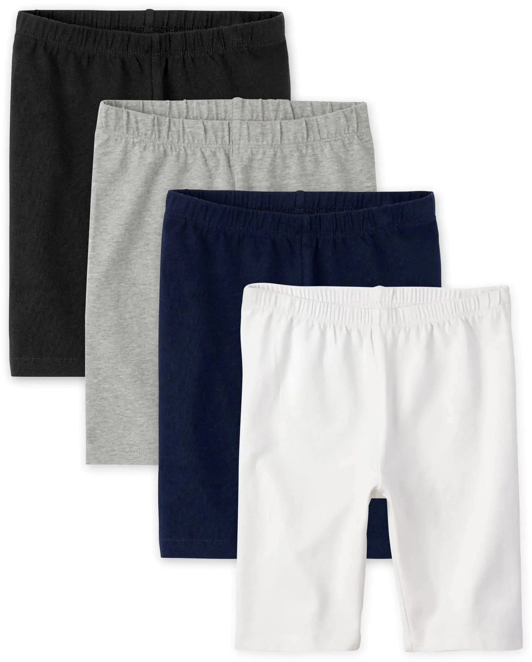 The Children's Place Girls' Solid Bike Shorts XX-Large Black/ H/T Grey/ Tidal/ White 4-pack