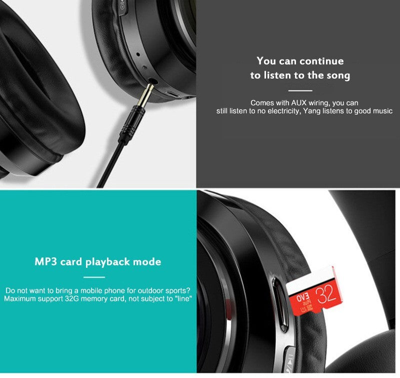 The Perfect Part Super Bass Bluetooth Headphones LED Light
