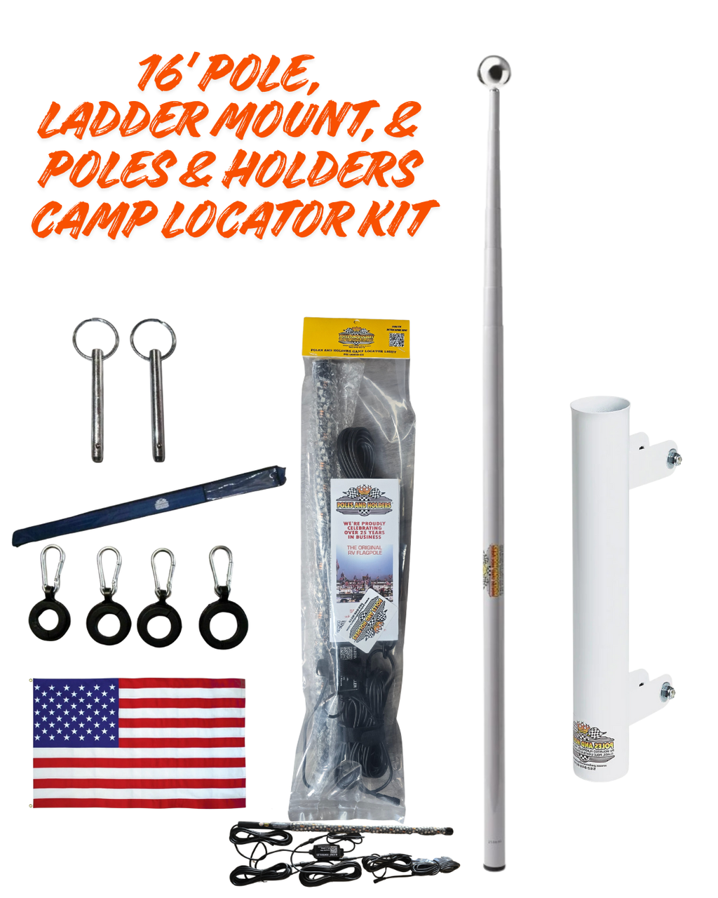 Telescoping Flagpole w/ Ladder Mount and Camp Locator Kit