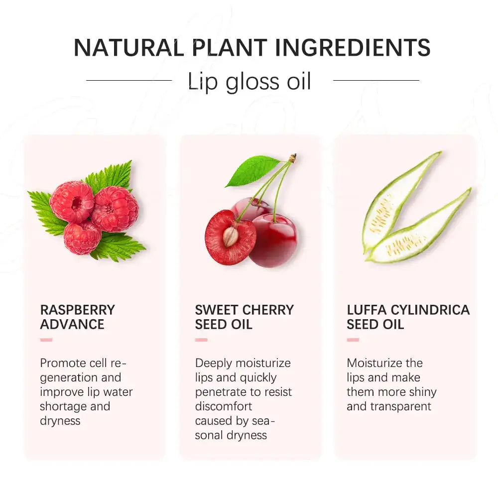 Transparent Hydrating Plumping Lip Glow Oil, Tinted Lip Balm Lip Care | Non-Sticky Long Lasting Lip Oil Gloss 2PCS Cherry