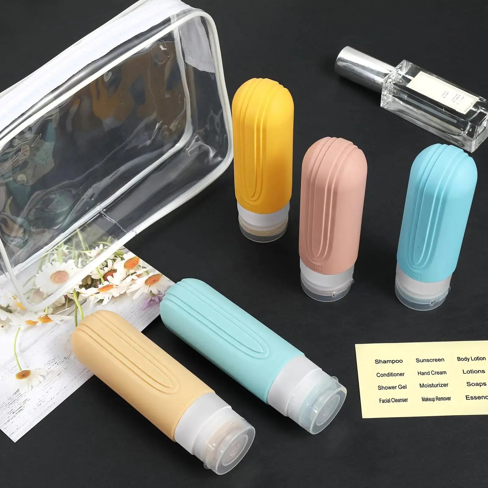 Travel Bottles for Toiletries, 5 Pack TSA Approved Travel Size Containers, Travel Accessories for Shampoo Conditioner