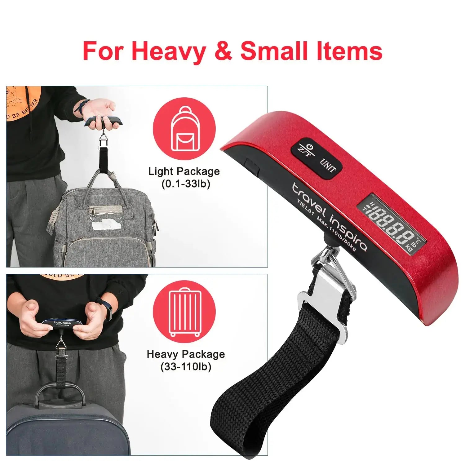 Travel inspira Luggage Scale, Portable Digital Hanging Baggage Scale for Travel