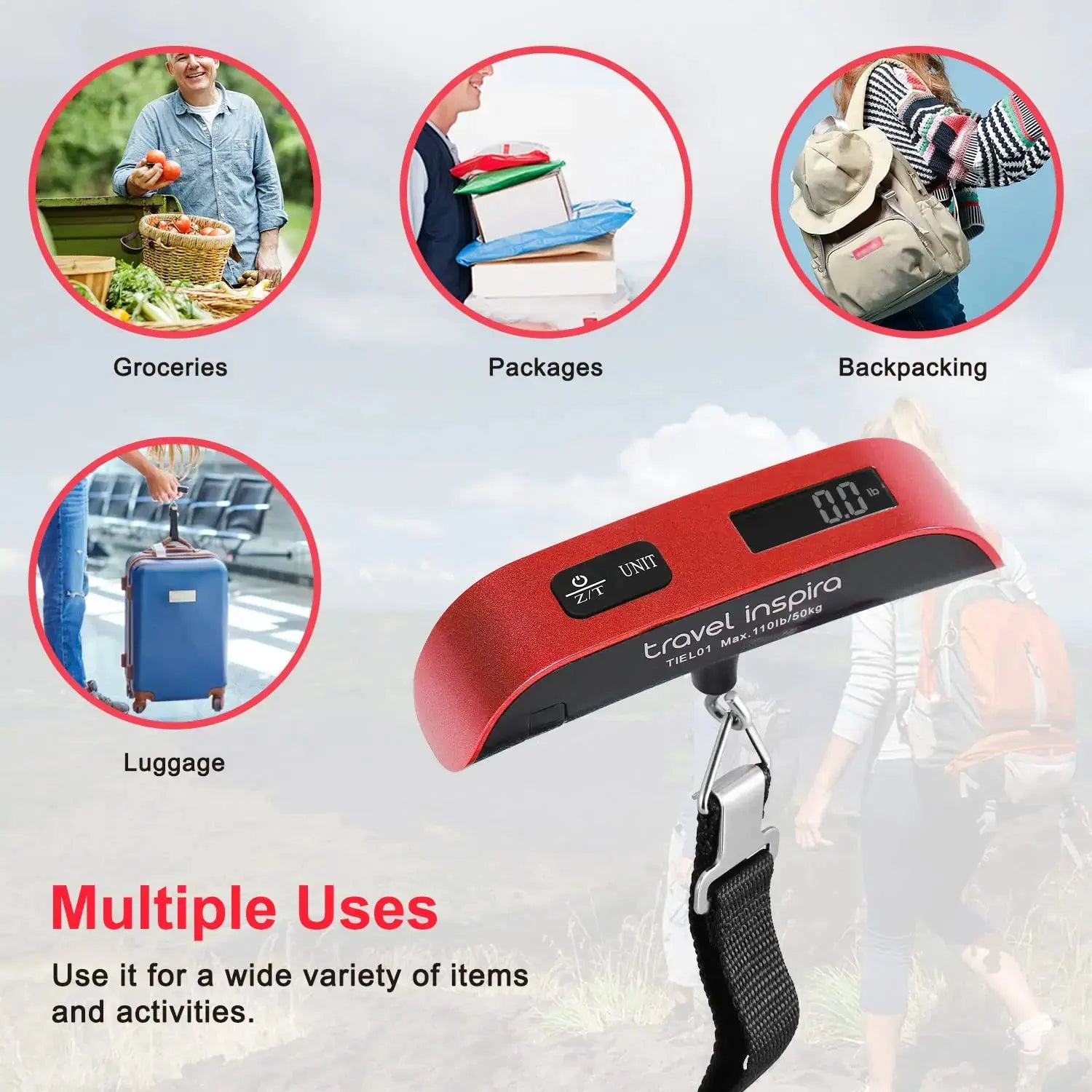 Travel inspira Luggage Scale, Portable Digital Hanging Baggage Scale for Travel