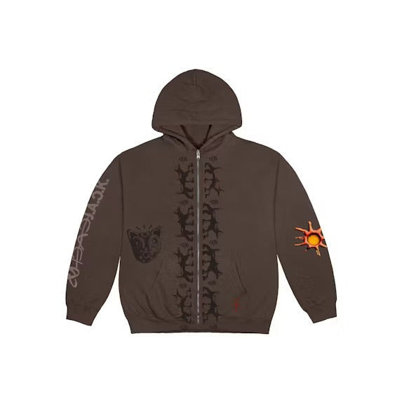Travis Scott Reverse Dog Zip Up Hoodie Brown